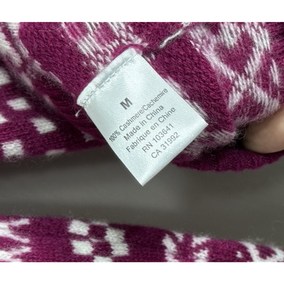 Kier + J 100% Cashmere Sweater Long Sleeve Pullover Pink Cabincore, M - Picture 10 of 11